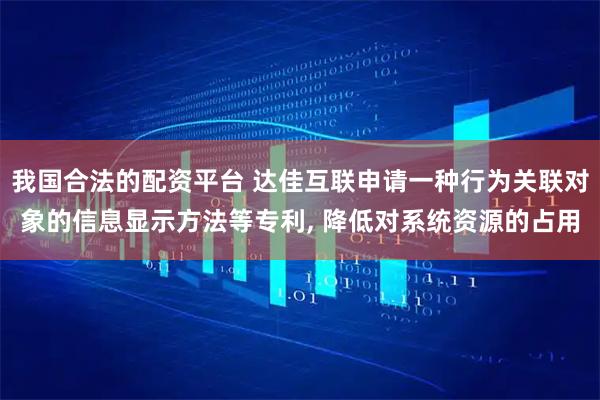 我国合法的配资平台 达佳互联申请一种行为关联对象的信息显示方法等专利, 降低对系统资源的占用